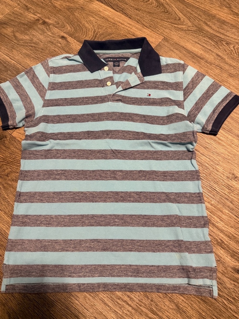 Tommy Hilfiger Mint and Gray Striped Polo